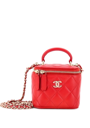 CHANEL Pre-Owned Classic Top Handle Vanity Case with Chain Quilted Lambskin Mini crossbody bag - Red