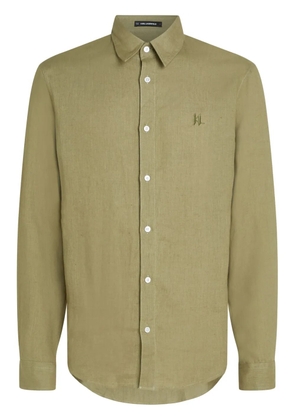 Karl Lagerfeld logo-embroidered linen shirt - Green
