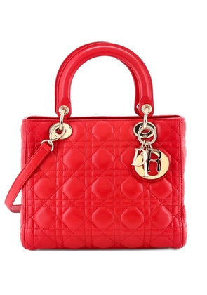 Christian Dior Pre-Owned Lady Dior Bag Cannage Quilt Lambskin Medium satchel - Red