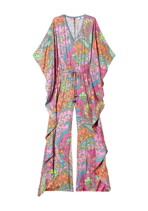 TWINSET paisley-print ruffled jumpsuit - Pink