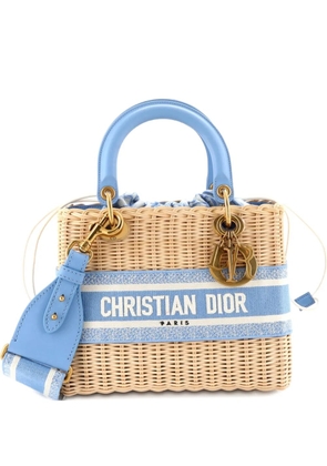 Christian Dior Pre-Owned Lady Dior Bag Wicker and Oblique Canvas Medium tote bag - Blue