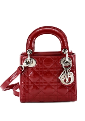 Christian Dior Pre-Owned Lady Dior Bag Cannage Quilt Patent Mini satchel - Red