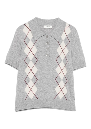 SANDRO argyle-pattern polo top - Grey