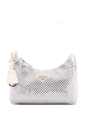 Prada Pre-Owned Re-Edition 2000 Crystal Embellished Satin Mini hobo bag - White