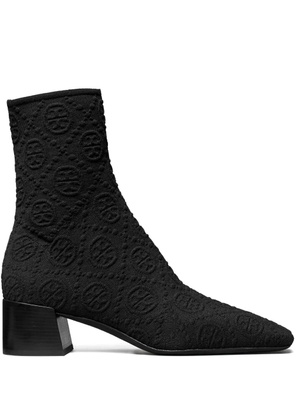 Tory Burch 45mm monogram knit ankle boots - Black