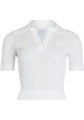 Patou ribbed knit polo top - White