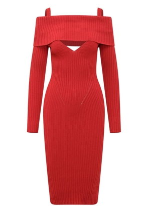 ANDREĀDAMO ribbed midi dress - Red