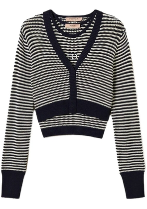TWINSET striped Oval T cardigan - Blue
