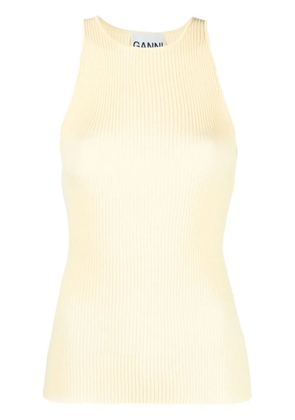 GANNI ribbed-knit tank top - Yellow