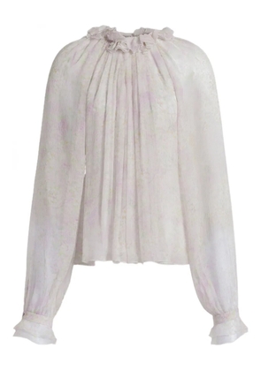 Alberta Ferretti ruffled floral top - Neutrals