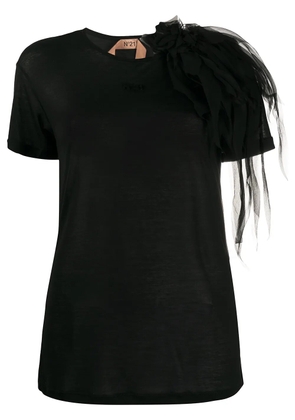 Nº21 corsage shoulder detail T-shirt - Black