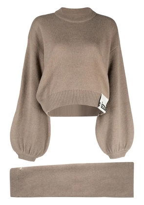 izzue crew-neck cropped jumper - Brown