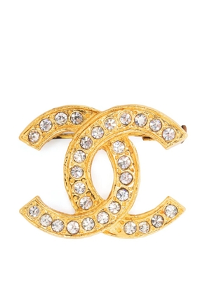 CHANEL Pre-Owned 2000s CC rhinestone-embellished brooch - Gold