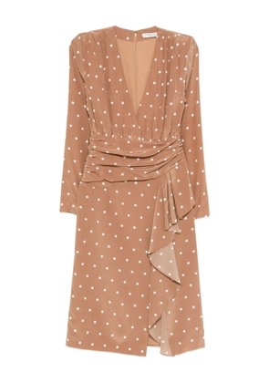 Alessandra Rich polka dot-print midi dress - Brown