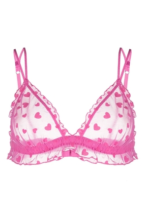 Love Stories heart-print semi-sheer bralette - Pink