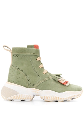 Hogan fringe-trimmed lace-up boots - Green