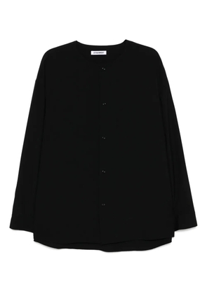 Attachment wool tropical collarless shirt - Black