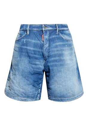 DSQUARED2 paint-splatter denim shorts - Blue