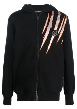Plein Sport scratch-print long-sleeved hoodie - Black