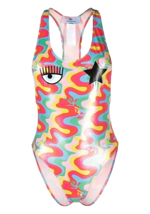 Chiara Ferragni abstract-print racerback one-piece - Red