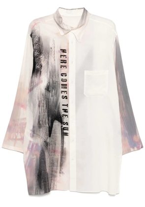 Yohji Yamamoto abstract print oversized shirt - Neutrals