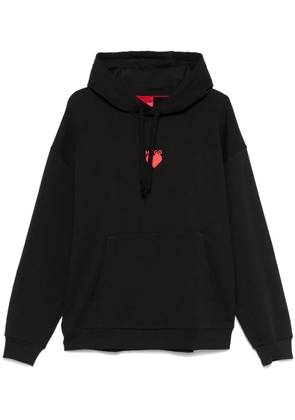 HUGO heart-print cotton hoodie - Blue