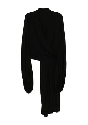 Yohji Yamamoto balloon-sleeves wrap blazer - Black