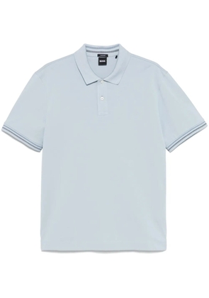 BOSS striped-trim polo shirt - Blue