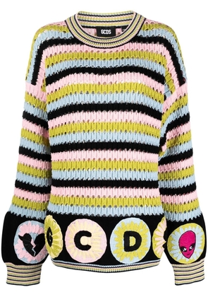 GCDS colour-block stripe knit jumper - Blue