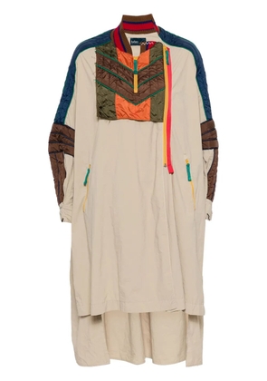 Kolor contrasting-panel asymmetric coat - Brown