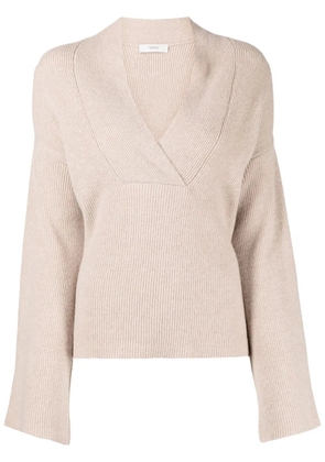 Pringle of Scotland ribbed-knit shawl-neck jumper - Neutrals