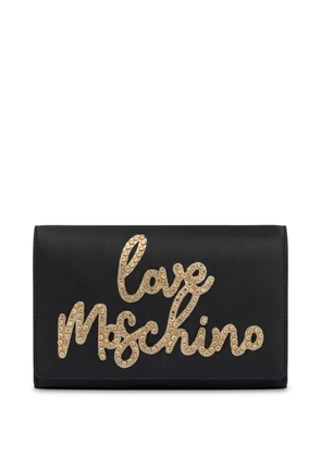 Love Moschino rhinestone-logo cross body bag - Black
