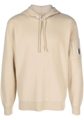 C.P. Company Lens-detail wool-blend hoodie - Neutrals