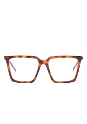 Saint Laurent Eyewear tortoiseshell square-frame glasses - Brown
