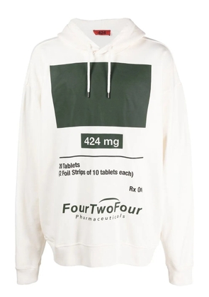 424 graphic-print cotton hoodie - White