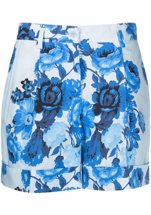 P.A.R.O.S.H. floral-print high-waisted shorts - Blue