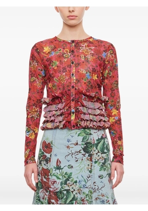 Molly Goddard ruffled cardigan - Red