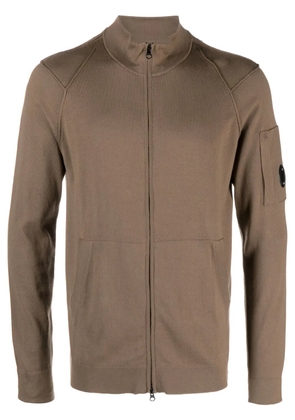 C.P. Company lens-detail zipped cotton cardigan - Brown