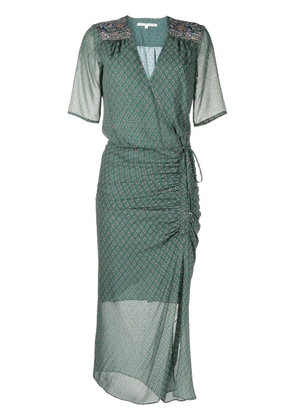 Veronica Beard patterned short-sleeved silk maxi dress - Green