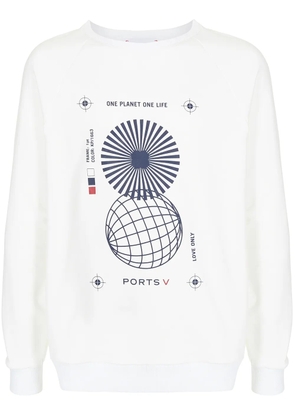 Ports V 'ONE PLANET ONE LIFE' slogan print sweatshirt - White