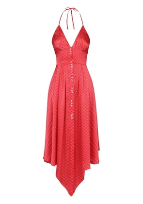 Alexandre Vauthier polka-dot print halterneck midi dress - Red