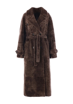 Blancha double-breasted belted coat - Brown