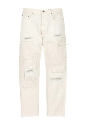 Junya Watanabe MAN patchwork frayed jeans - White