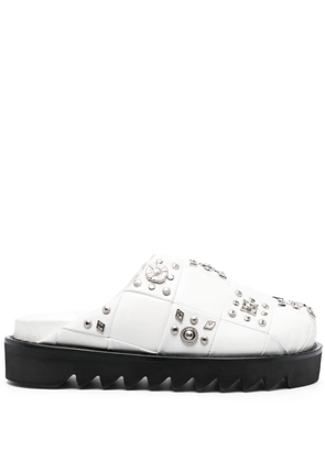 Toga Pulla stud-embellished leather slippers - White