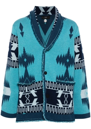 Alanui Icon pattern-jacquard cardigan - Blue