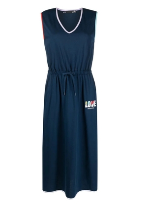 Love Moschino logo-print drawstring tank dress - Blue