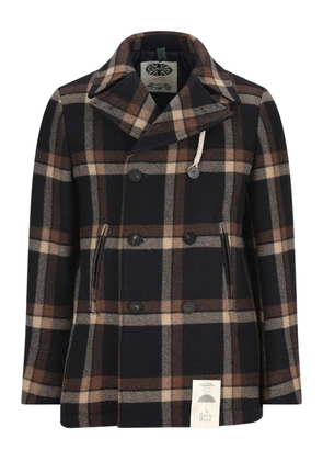 Camplin double-breasted check peacoat - Blue