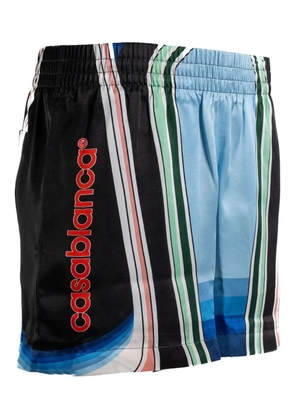 Casablanca graphic-pattern silk shorts - Black