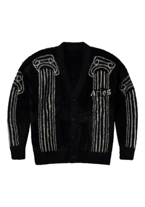 Aries column-intarsia cardigan - Black