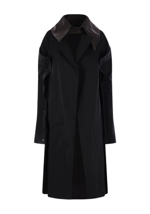 Yohji Yamamoto leather-collar coat - Black